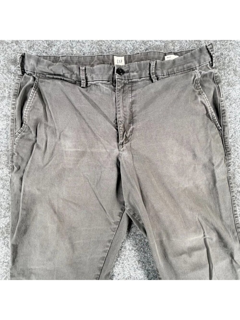 Gap Essential Khaki Pants Mens 36x30 Gray Slim Fit Flat Front Slash Pocket‎